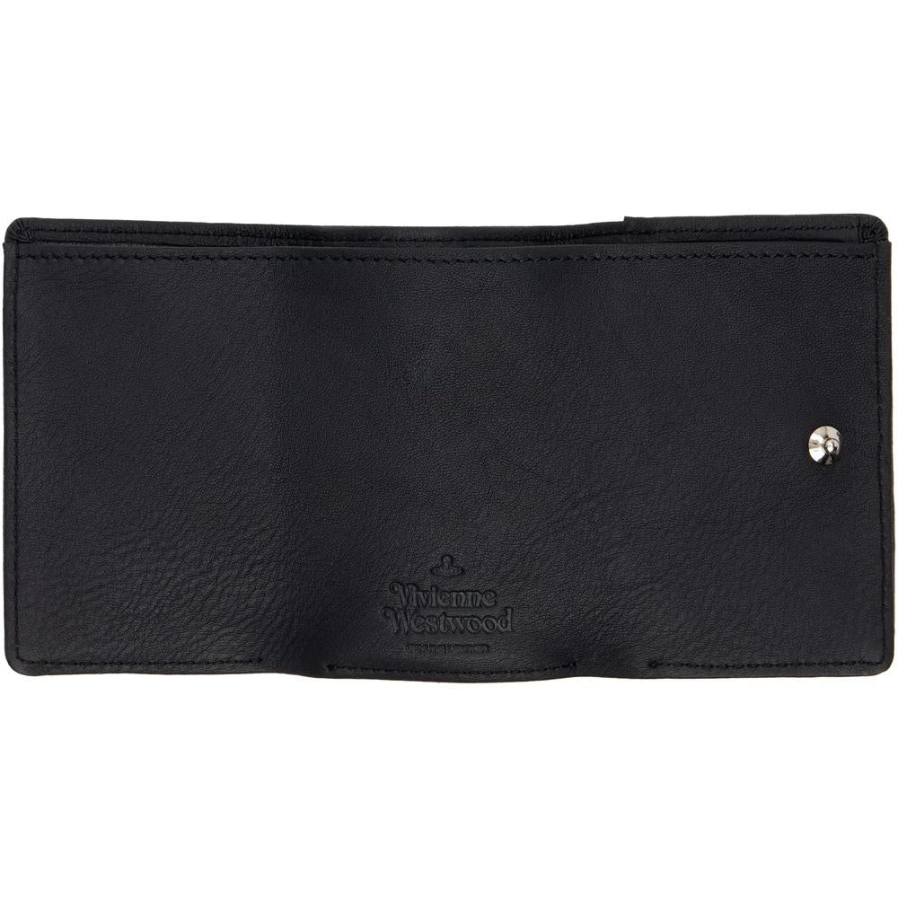 Vivienne Westwood Logo Tri-Fold Wallet Black Leather Women’s