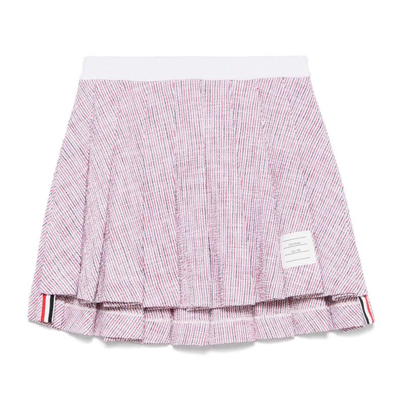 THOM BROWNE Tweed Mini Pleated Skirt
