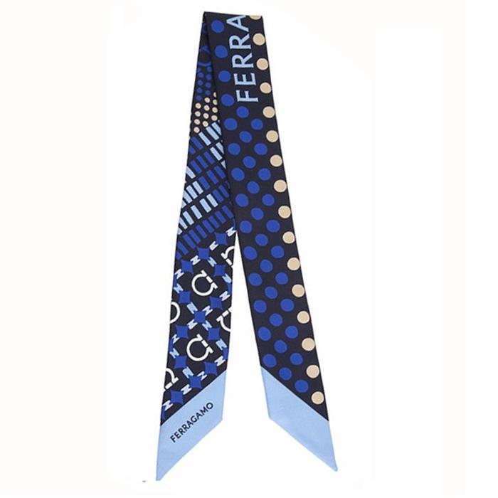 Ferragamo Gancini Logo Silk Skinny Scarf