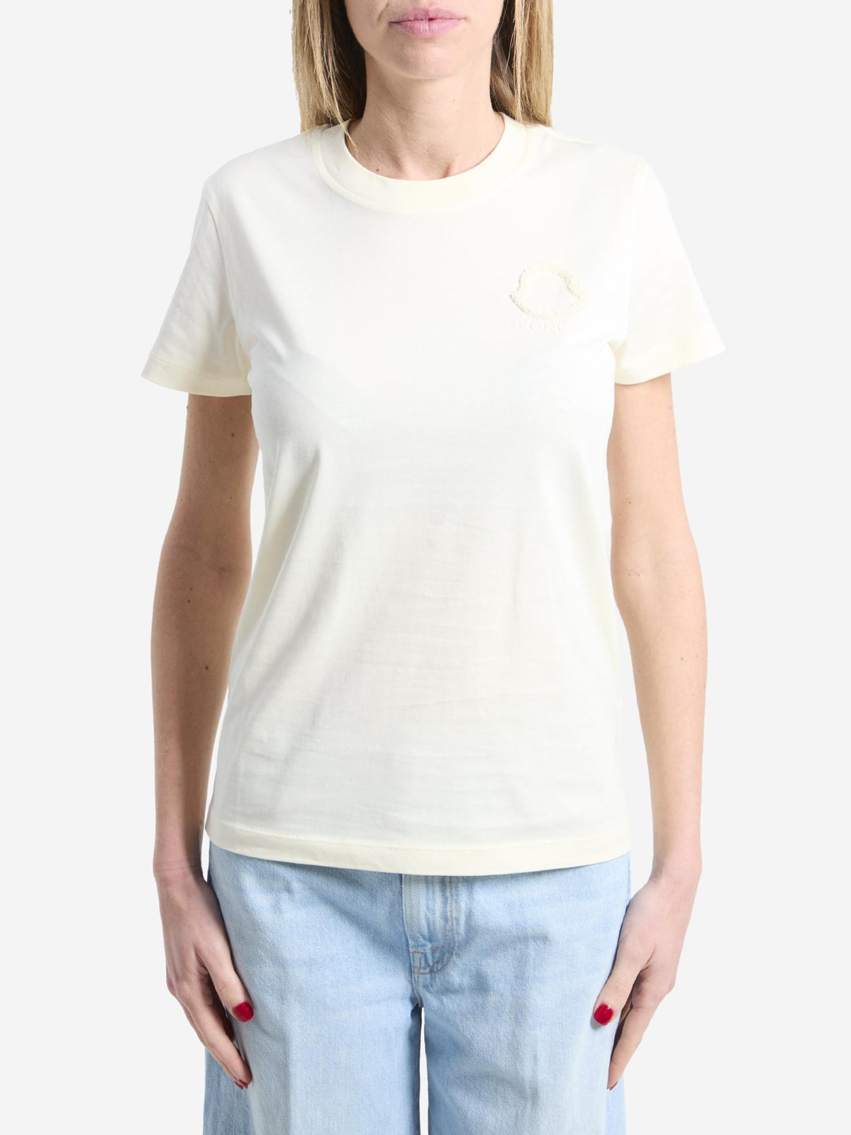 Moncler Short Sleeve Cotton T-Shirt White Women’s