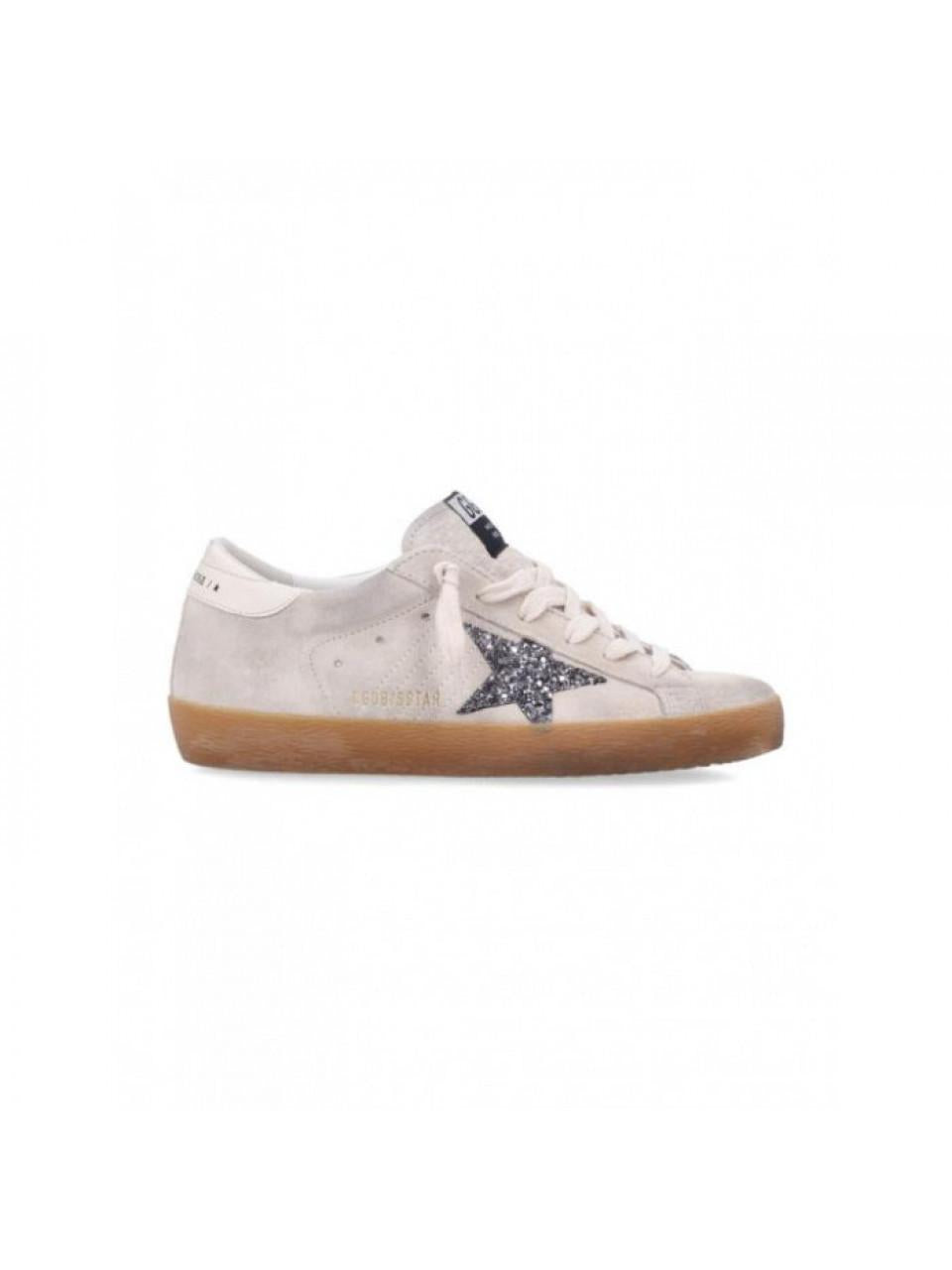 GOLDEN GOOSE Silver Glitter Ice Gray Suede Low-Top Sneake GWF00101 F007202 15751
