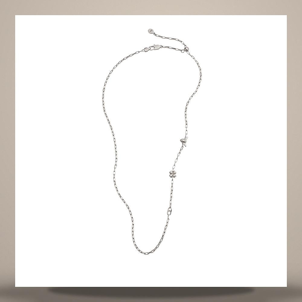 DIOR Silver Tone Logo Charm Necklace N3780HOMST D990