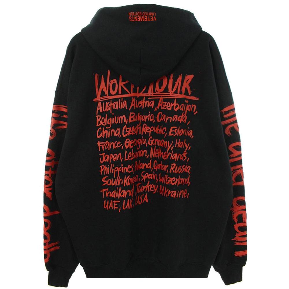 Vetements World Tour Black Red Hoodie Women’s Pullover Sweatshirt