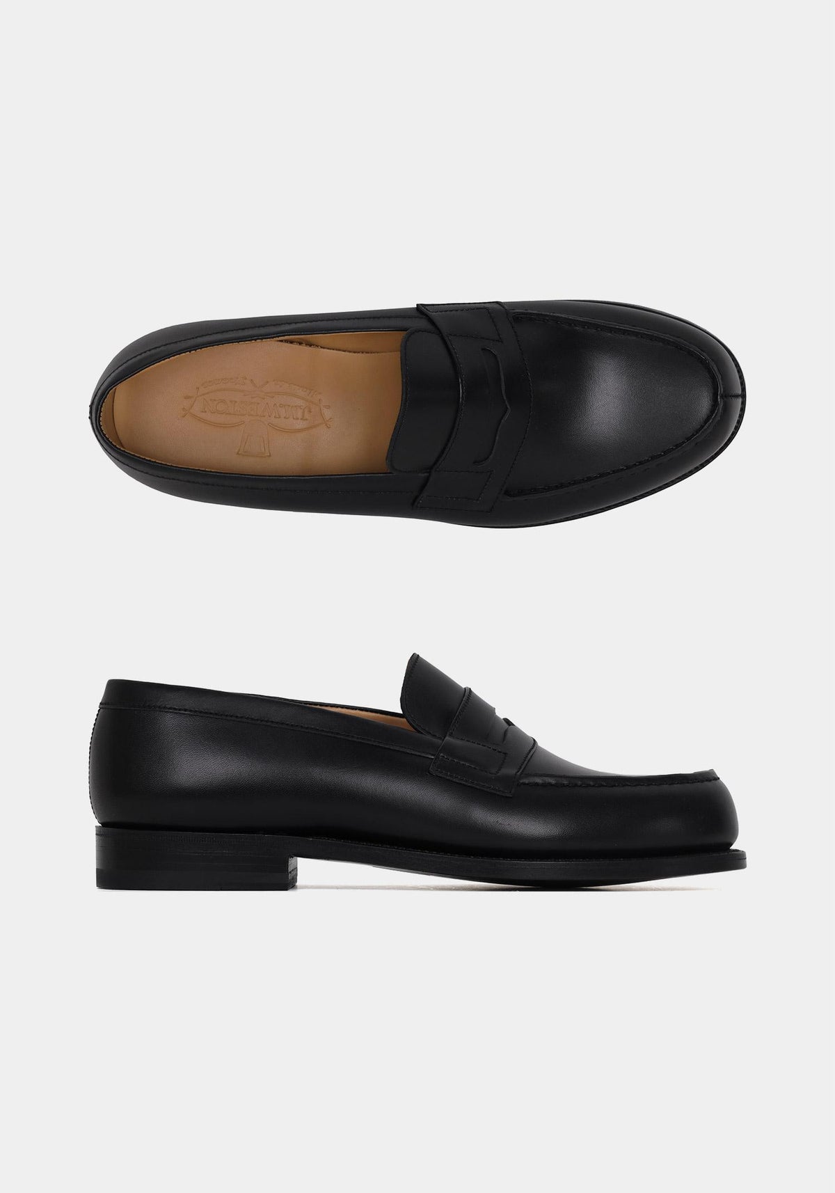 J.M. WESTON Black Leather 180 Loafers E Width 11411011801F BLACK