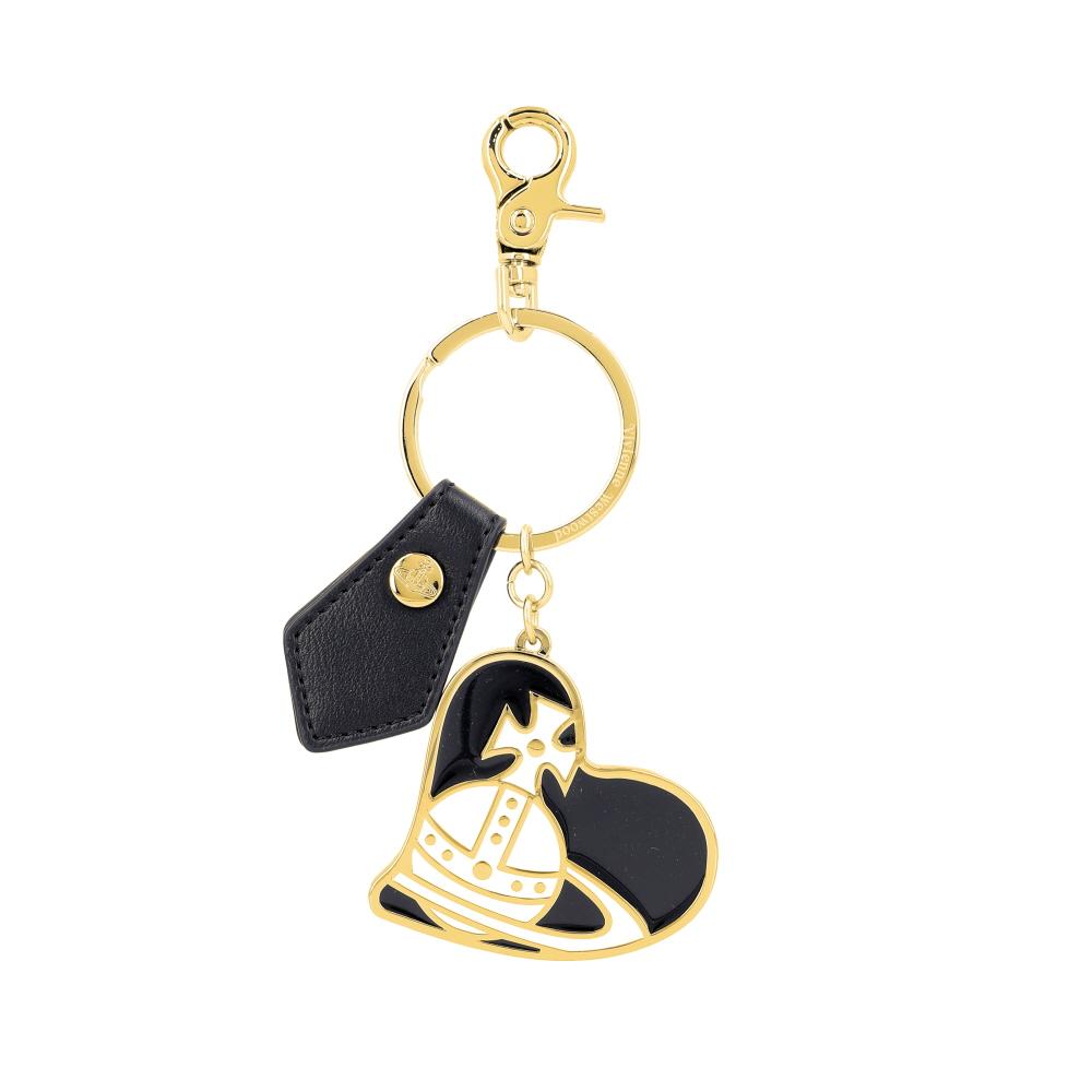 Vivienne Westwood ORB Heart Keyring Black Leather Women’s Keychain