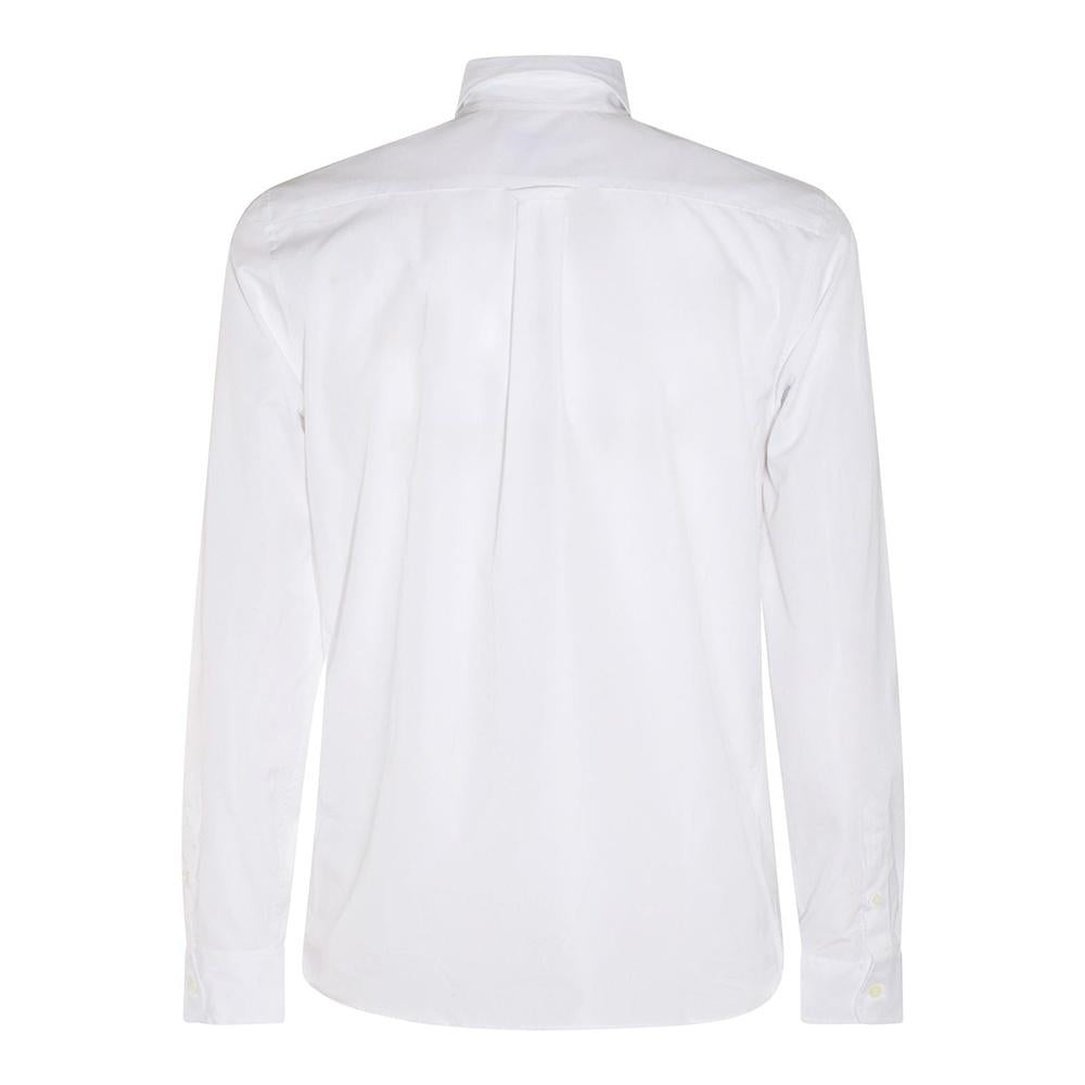 Maison Kitsune Fox Head Logo Men’s Long Sleeve Shirt White Cotton