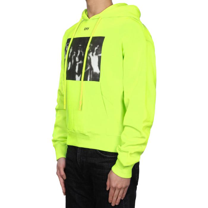 OFF WHITE Neon Printed Hooded T-Shirt for Men OMBB037R20E300156210