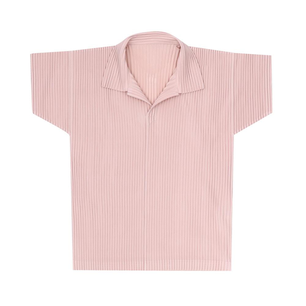 Issey Miyake Men’s Pleated Short Sleeve Polo T-Shirt HP66JM13225
