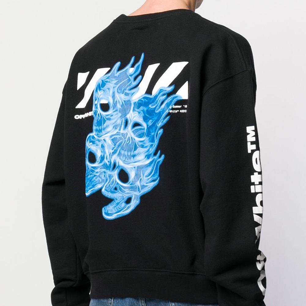 OFF WHITE Skull Graphic Sweatshirt Black Men’s Pullover Top