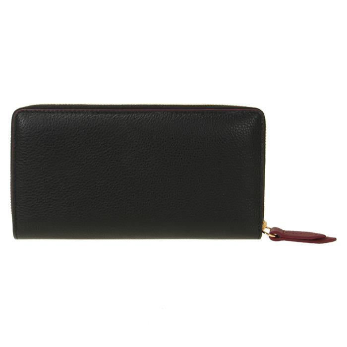 GUCCI GG Marmont Bicolor Zip Around Long Wallet Black Leather