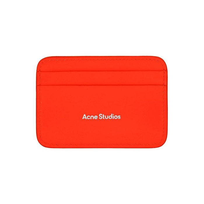 Acne Studios Unisex Leather Card Holder Wallet CG0262 NEON RED