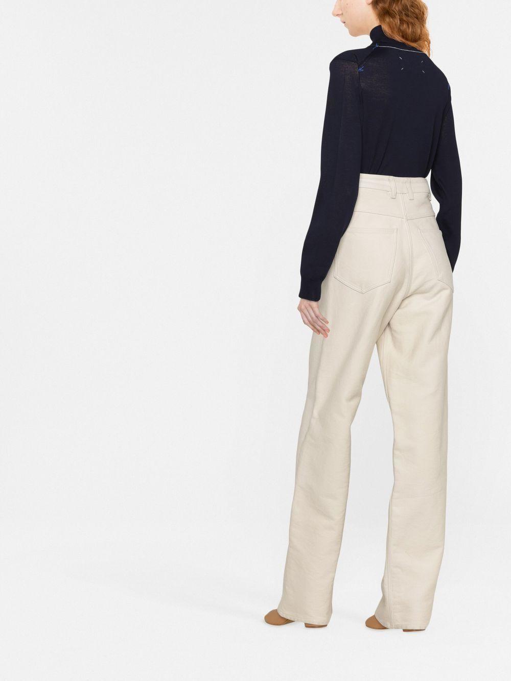 Maison Margiela Navy High Neck Turtleneck Sweater Women Stitch Detail