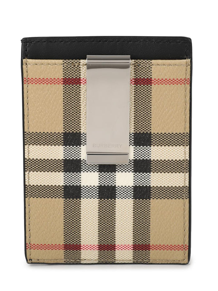 BURBERRY Check Money Clip Card Case 8113169