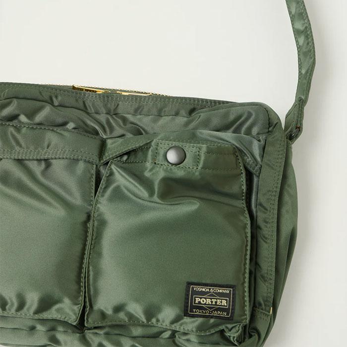 PORTER Tanker Large Zipper Sling Bag Sage Green Crossbody