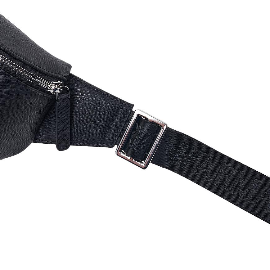 Emporio Armani Men’s Logo Belt Bag Crossbody Black Leather