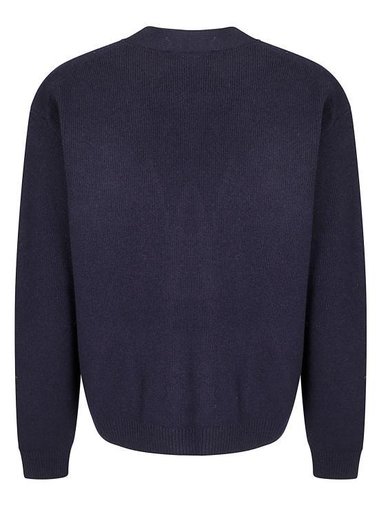 Maison Kitsune Fox Head Milano Lambswool Cardigan Classic Navy PM00510 KT118004
