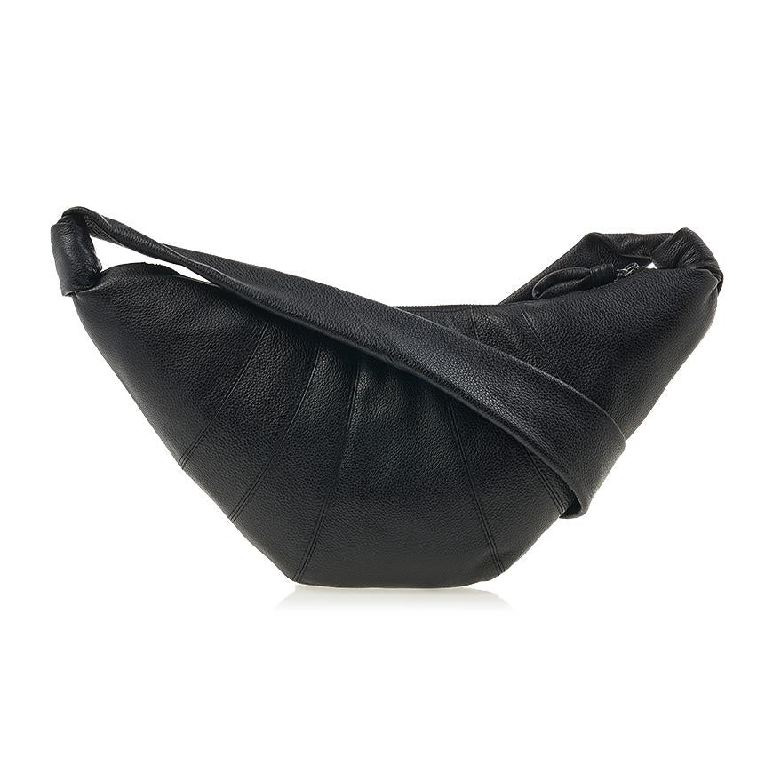 Lemaire Unisex Medium Croissant Shoulder Bag Black Leather Crossbody