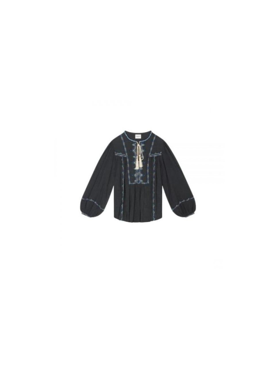 Isabel Marant SILEKIA Cotton Shirt Black Round Neck Knit