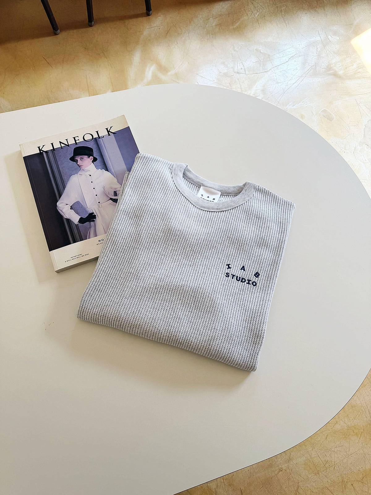 emis Light Gray Waffle Long Sleeve T-Shirt