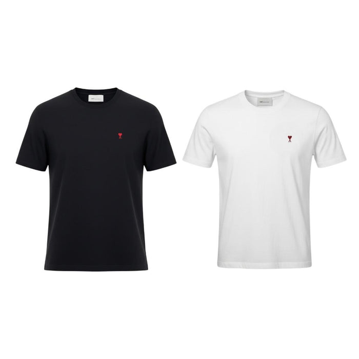 AMI Small Heart Logo T-Shirt Black White
