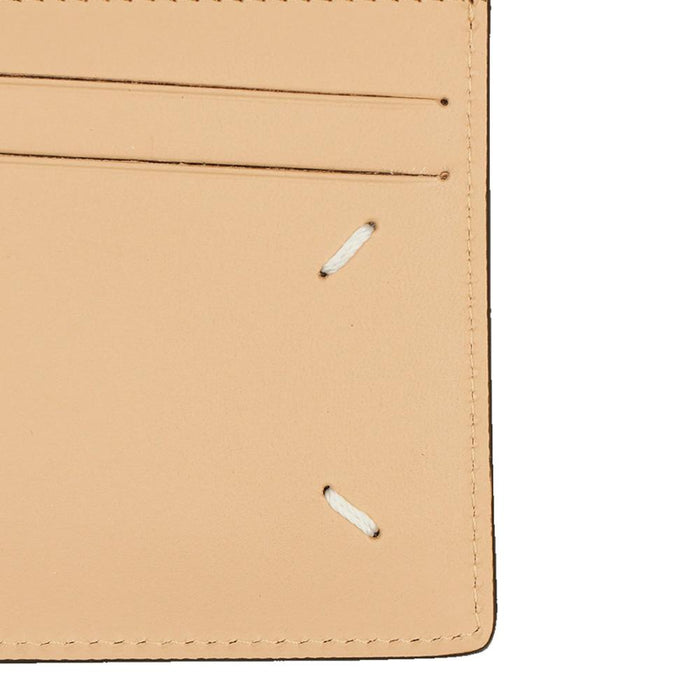 Maison Margiela Two-Tone Logo Stitch Card Holder Black Beige