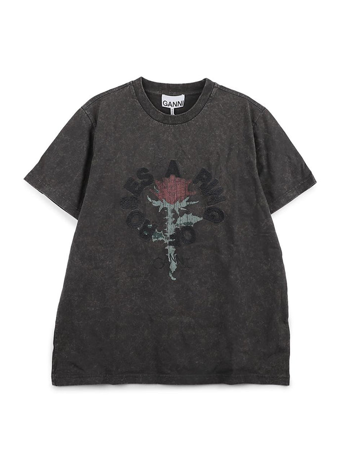 GANNI Rose Graphic Short Sleeve T-Shirt A1050171 252