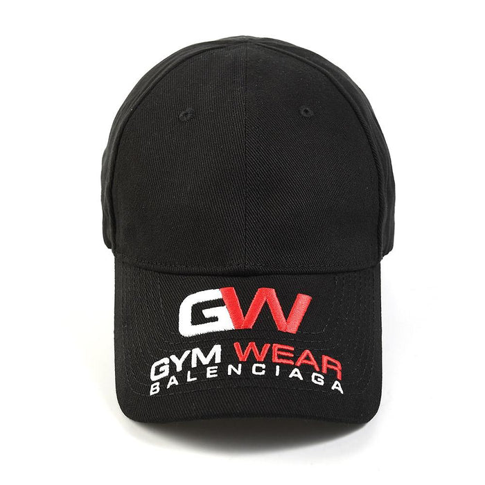 BALENCIAGA GYM Logo Embroidered Black Cotton Baseball Cap Unisex