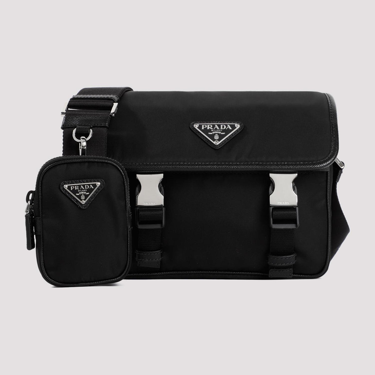 PRADA Black Leather Shoulder Crossbody Bag