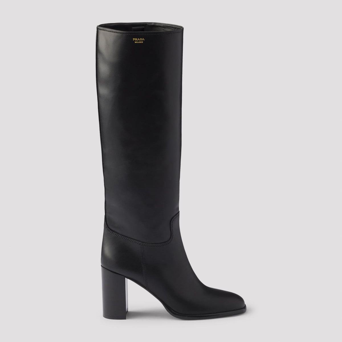 PRADA Black Leather Knee High Boots