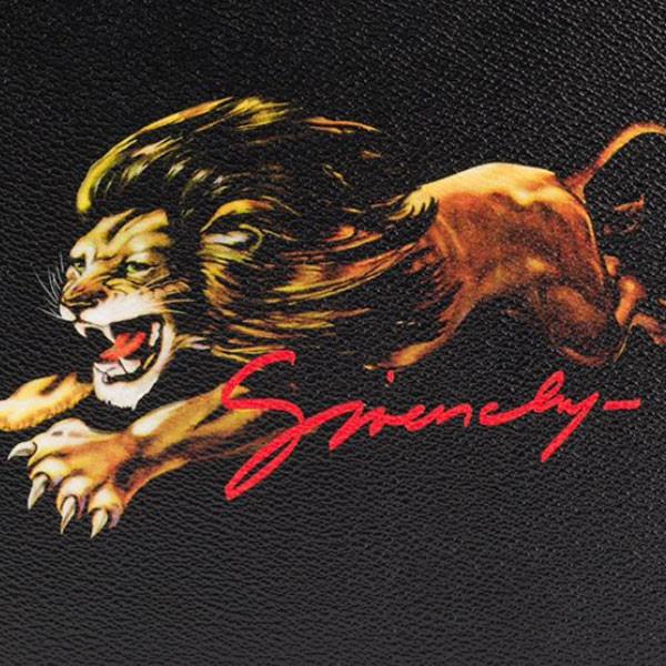 GIVENCHY Black Lion Zip Clutch Bag