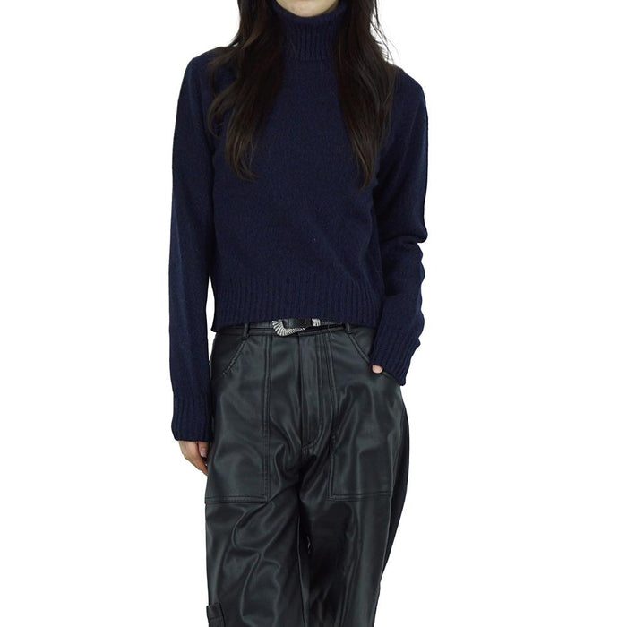 AMI Heart Embroidered Cashmere Turtleneck Knit Sweater