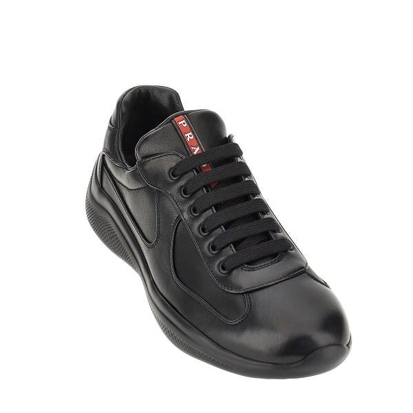 PRADA Black Leather Low Top Sneakers Men
