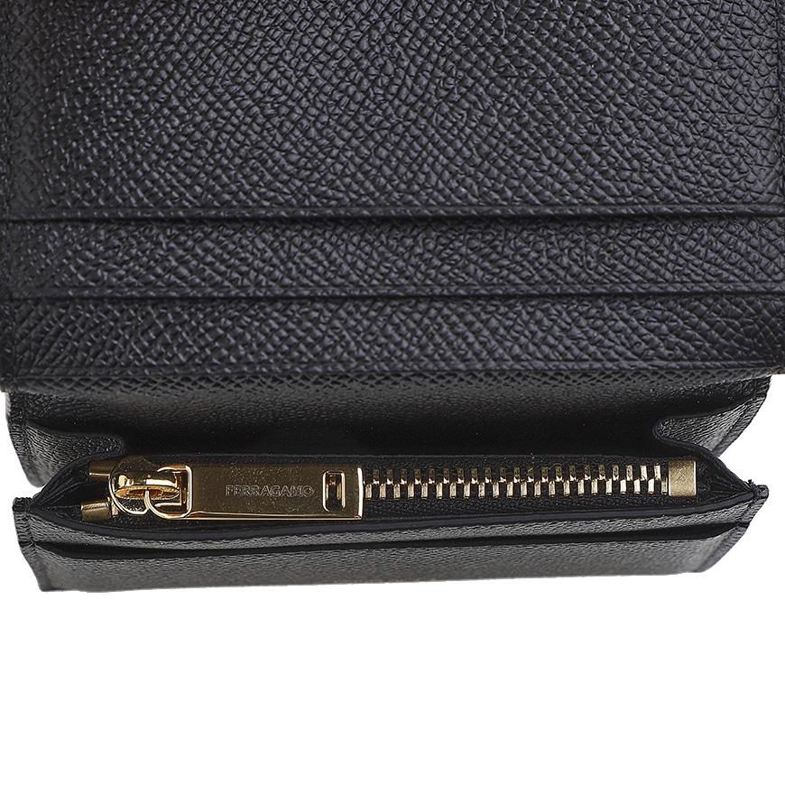 Ferragamo Gancini Card Holder Unisex Leather Wallet 1665 NERO 0784673