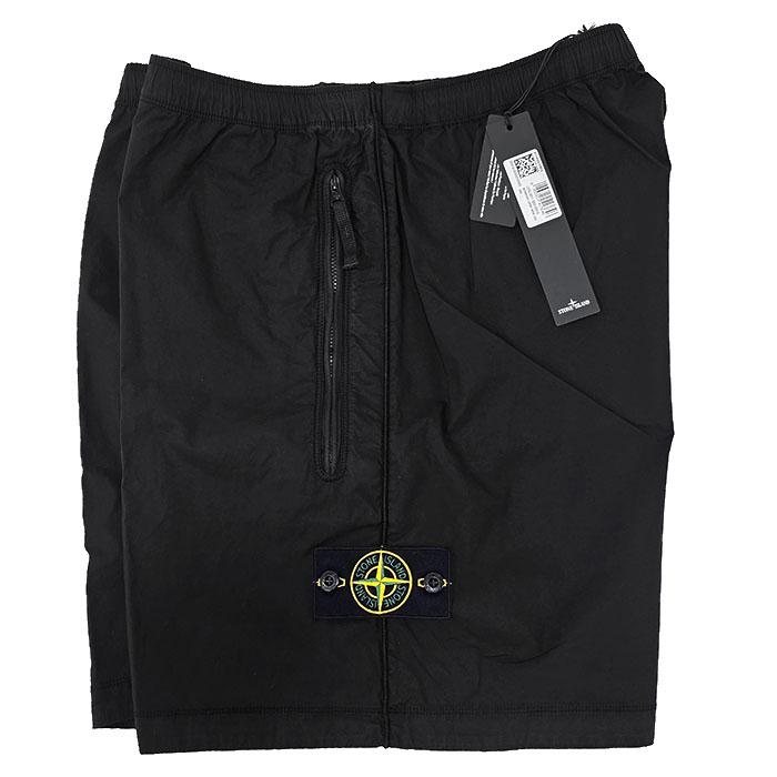 STONE ISLAND Loose Wide-Leg Shorts Black Cotton Men’s