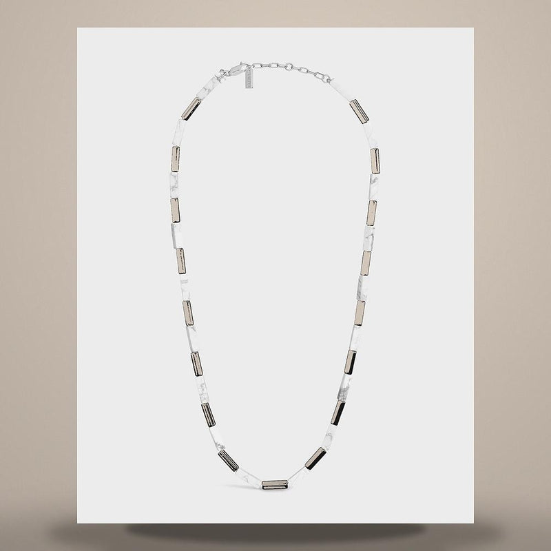 CELINE Triomphe Necklace Onyx Howlite Rhodium-Finish Brass Black B10GA4W79 GKS6