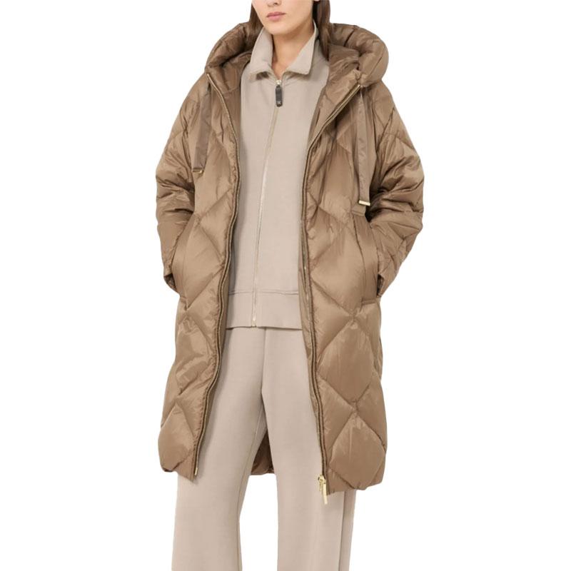Max Mara The Cube Treffe Hooded Midi Puffer Jacket Camel 262949 6085600 050