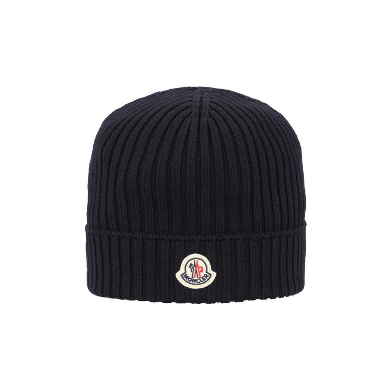 Moncler Kids Beanie Navy Knit Hat