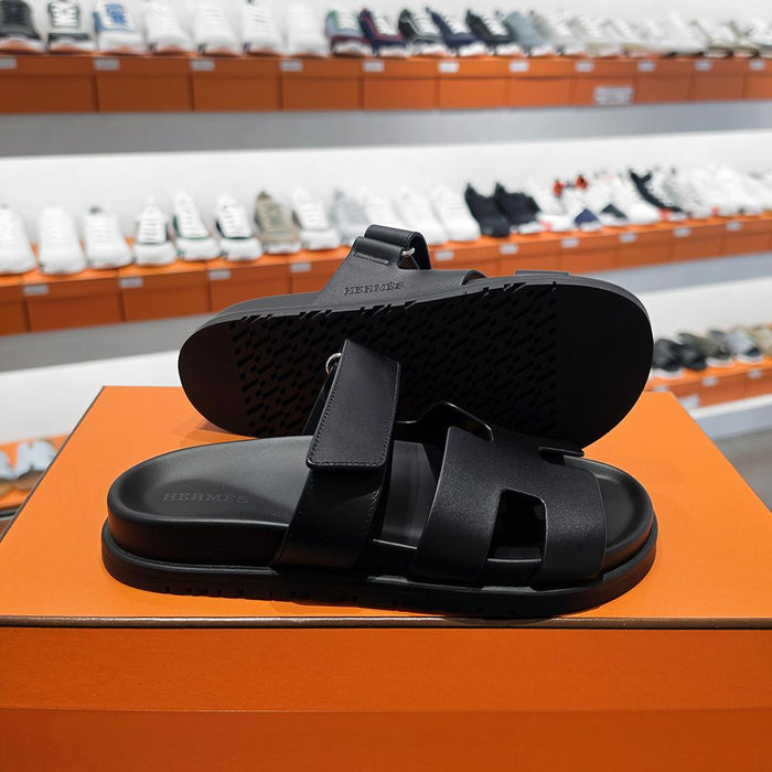 HERMES Chypre Classic Black Sandal Slides Women