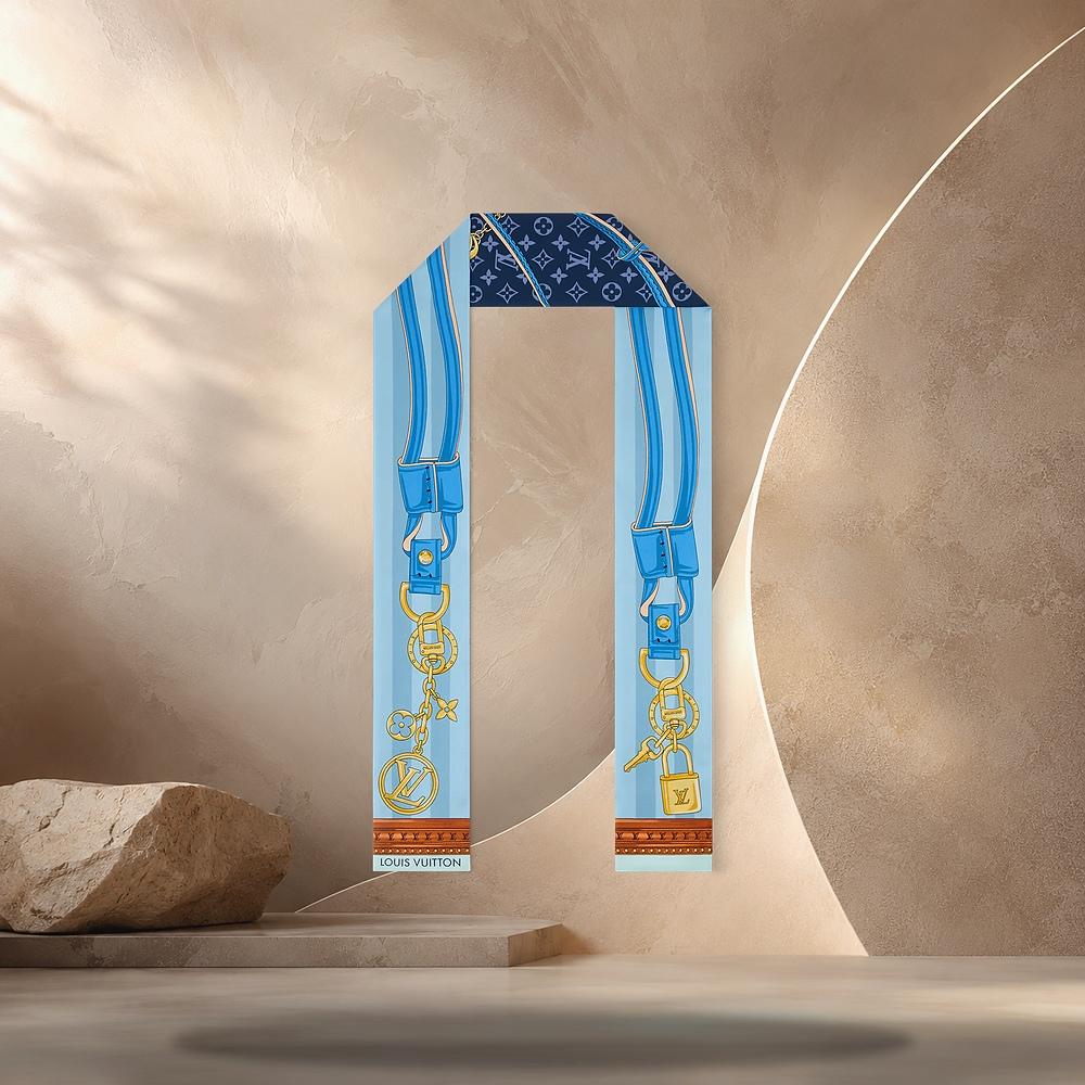 Louis Vuitton Strap and Trunk Bandana Scarf Denim Blue M98325