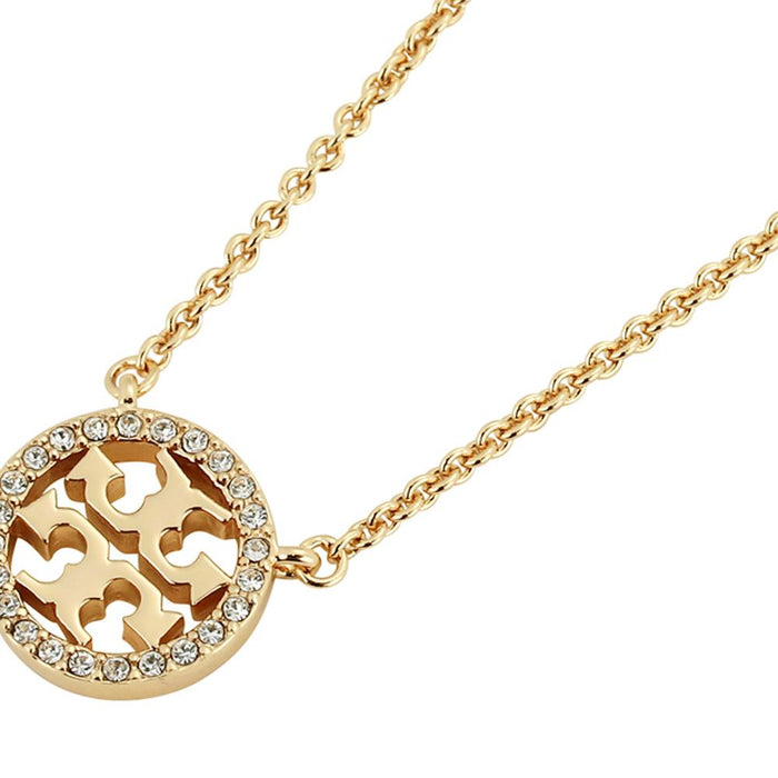 Tory Burch Crystal Logo Delicate Necklace Gold