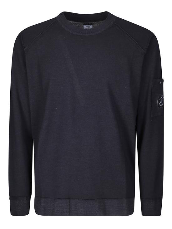 CP Company Black Round Neck Knit Sweater for Men