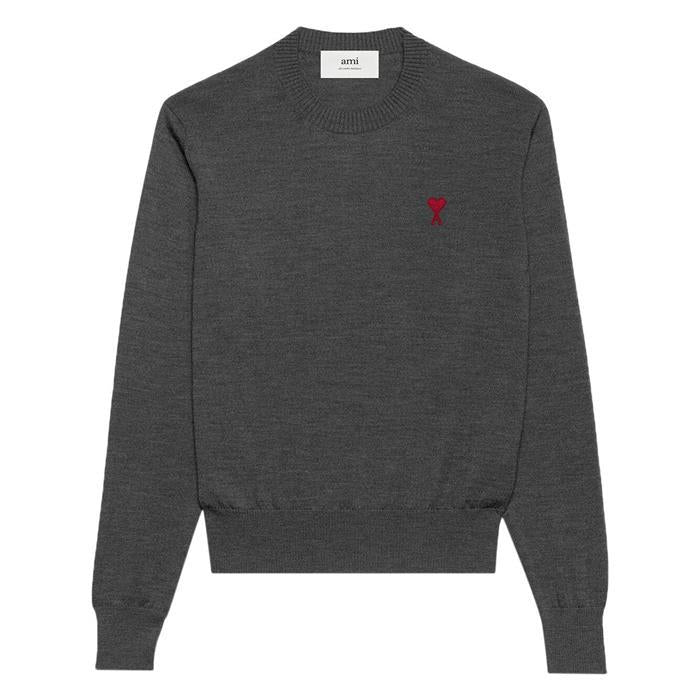 AMI Heart Logo Embroidered Merino Wool Crewneck Sweater HKS111 KN0025