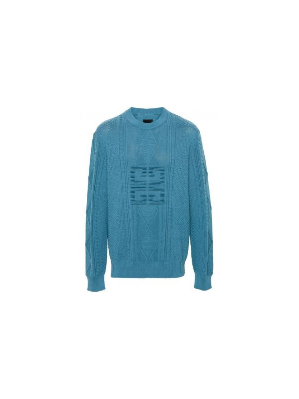 GIVENCHY 4G Cotton Cable Knit Round Neck Sweater for Men BM90RY4YJP 495