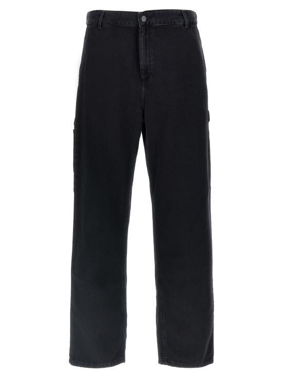 CARHARTT WIP Blue Stone Bleached Pierce Denim Pants Black