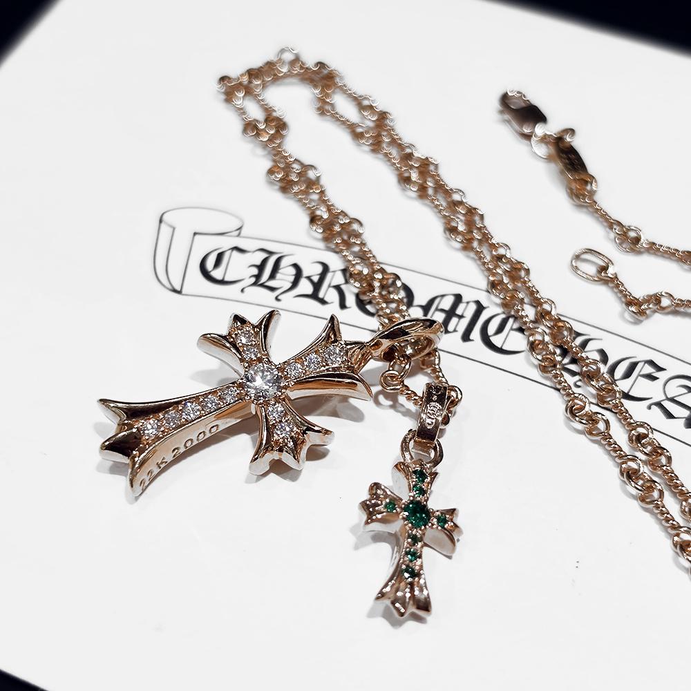 Chrome Hearts 22K Baby Fat Emerald Pendant Necklace Unisex