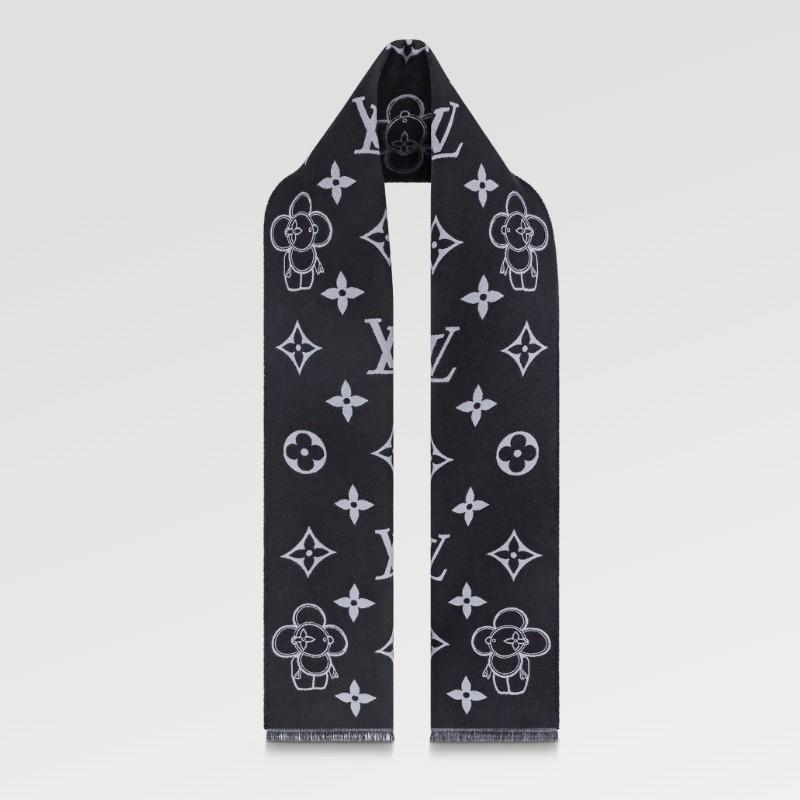 Louis Vuitton Monogram Vivienne Wool Scarf Dark Gray Unisex