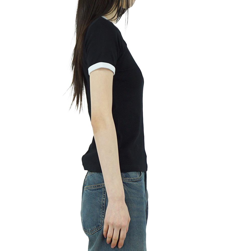 courreges Reedition Black Contrast Short Sleeve Women's T-S VESJTS017JS0070 9901