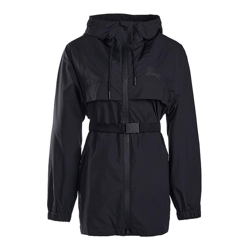 BURBERRY EKD Print Belted Short Parka Jacket Black Women