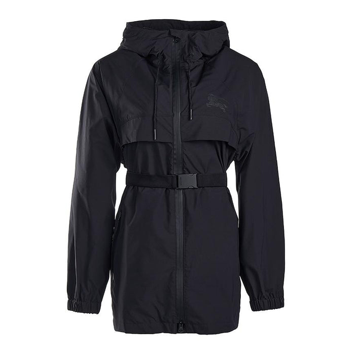 BURBERRY EKD Print Belted Short Parka Jacket Black Women