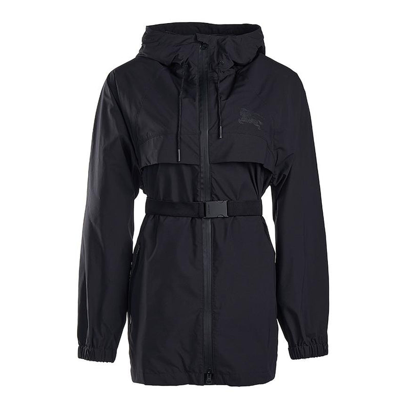 BURBERRY EKD Print Belted Short Parka Jacket Black Women